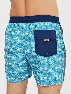 Стильные шорты с принтом с принтом "пальмы"синего цвета Allen Cox 278324cblu